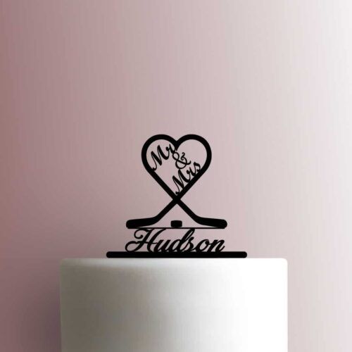 Custom Hockey Heart Wedding Mr and Mrs Name 225-B849 Cake Topper