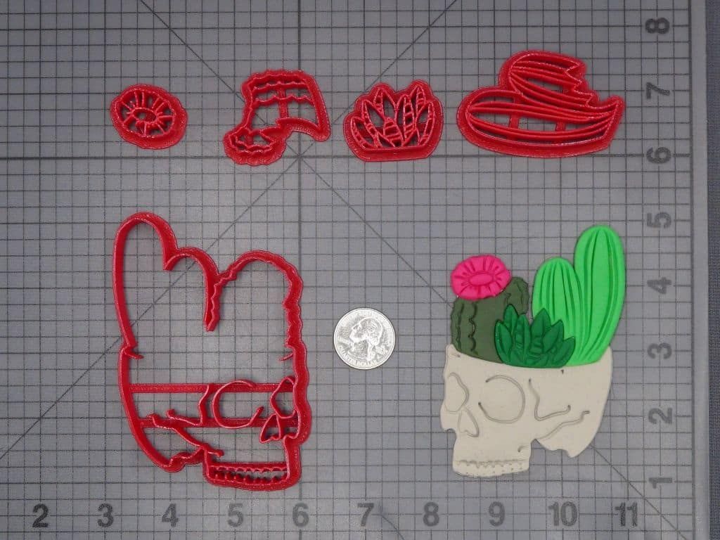 Skull with Cactus 266-K115 Cookie Cutter Set