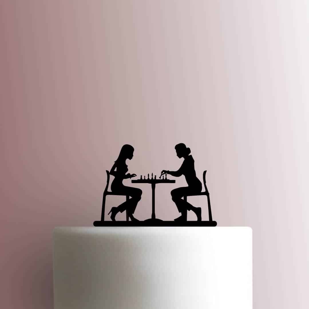 Women Playing Chess 225-B735 Cake Topper