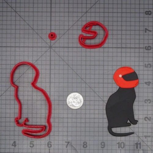 Cat with Motorcycle Helmet 266-K468 Cookie Cutter Set