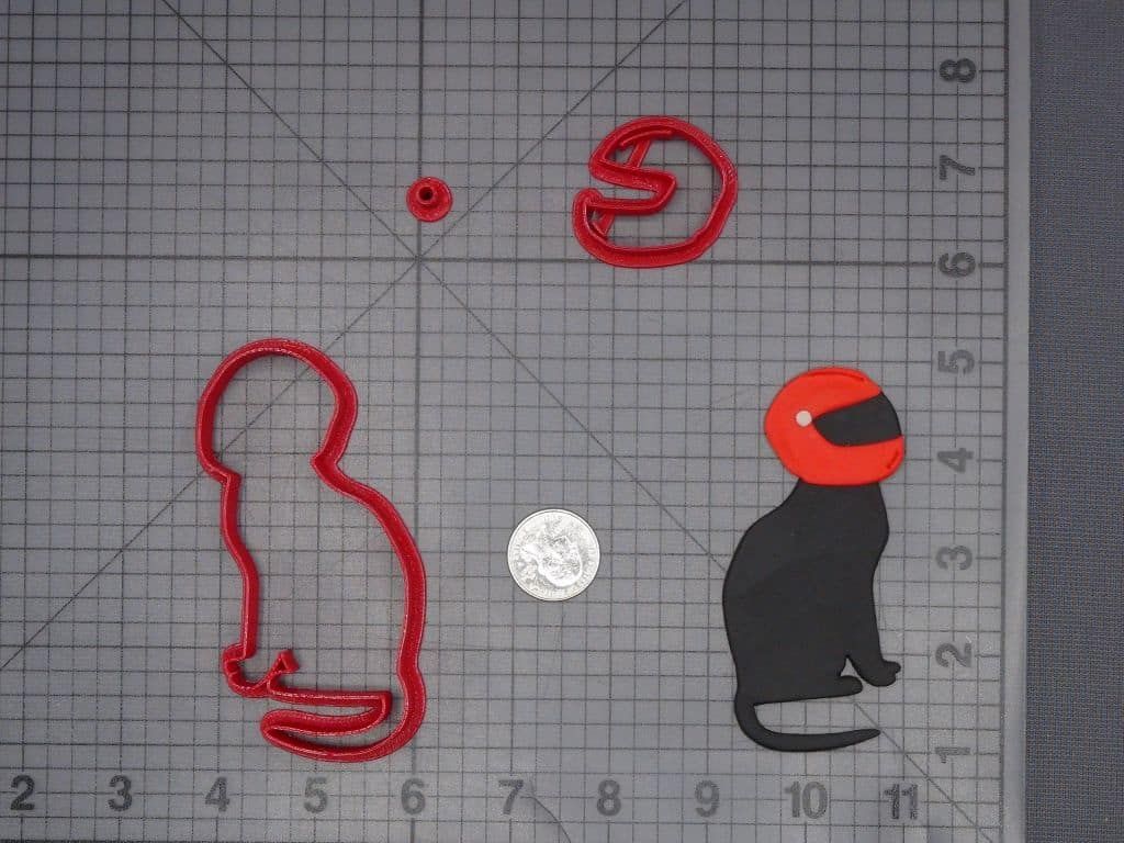 Cat with Motorcycle Helmet 266-K468 Cookie Cutter Set