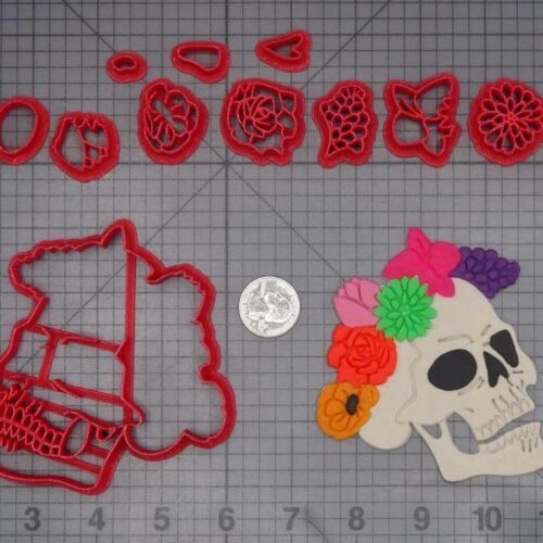 Skull with Flower Crown 266-K327 Cookie Cutter Set