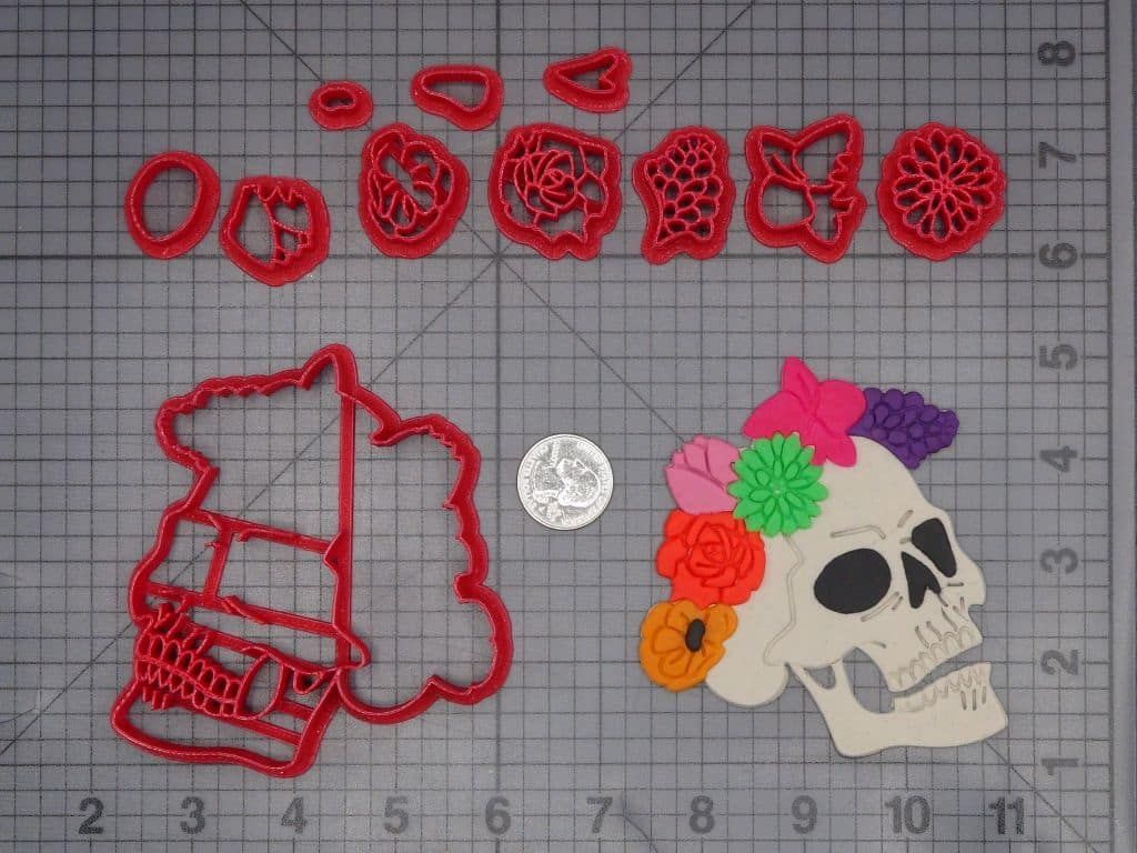 Skull with Flower Crown 266-K327 Cookie Cutter Set