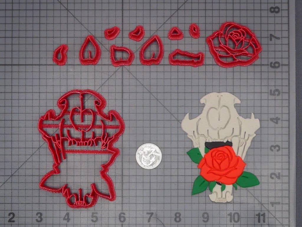 Skull with Rose 266-K396 Cookie Cutter Set
