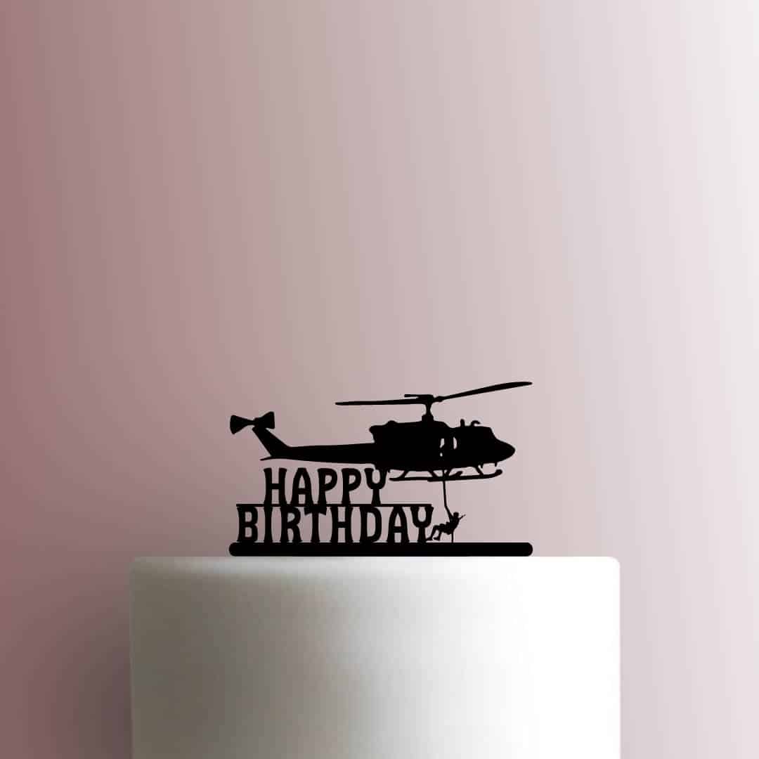 Army Helicopter Happy Birthday 225-B871 Cake Topper