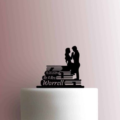 Custom Books Mr and Mrs Date and Name 225-B951 Cake Topper