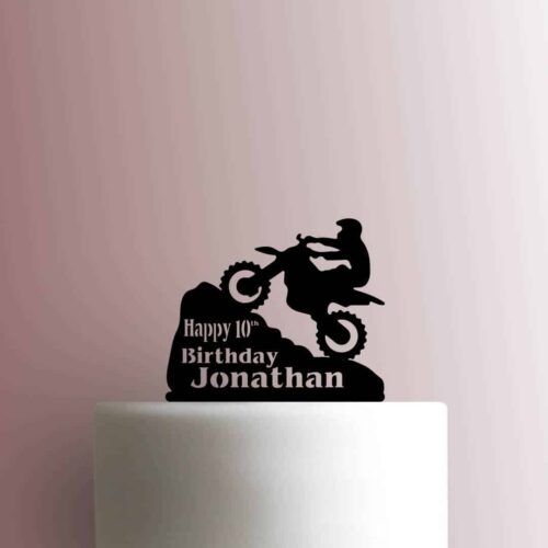 Custom Dirt Bike Happy Birthday Name Age 225-B881 Cake Topper