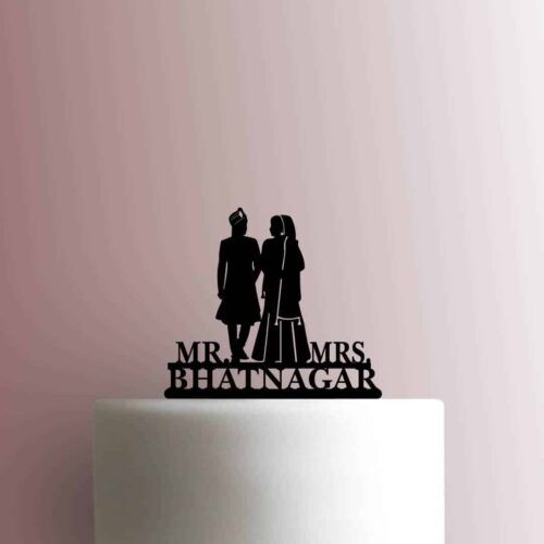Custom Hindi Couple Mr and Mrs Name 225-B952 Cake Topper