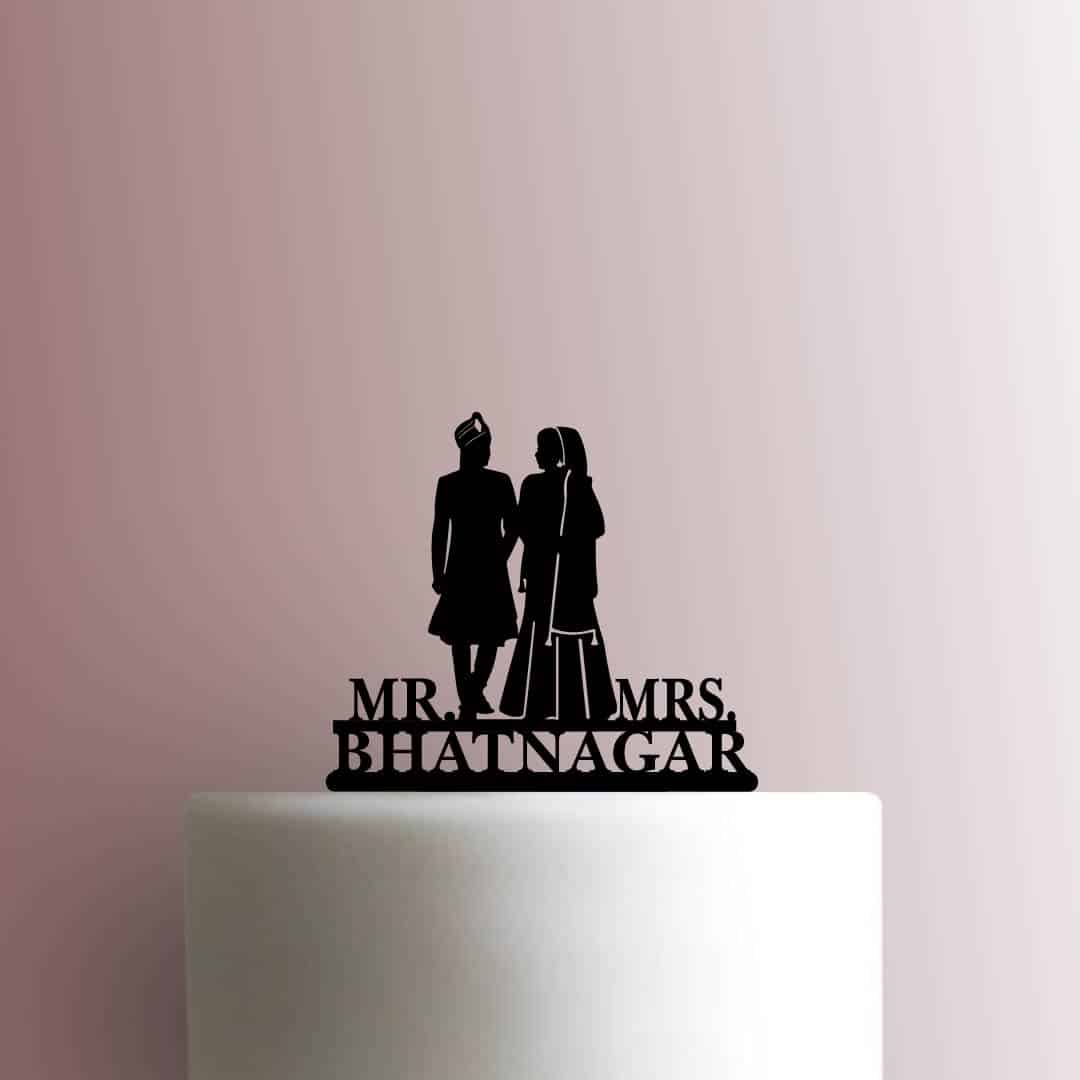 Custom Hindi Couple Mr and Mrs Name 225-B952 Cake Topper