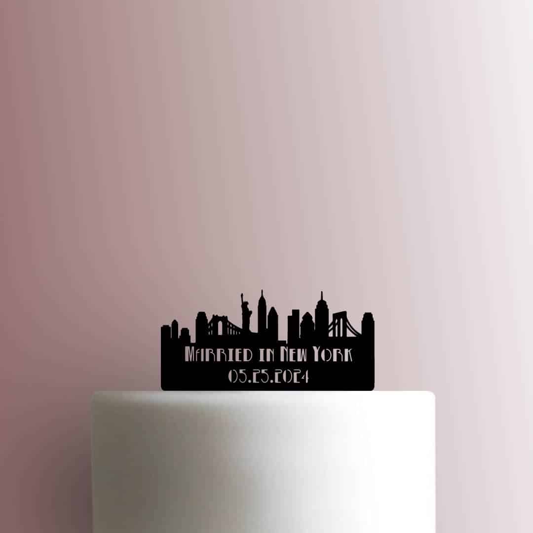 Custom Married in New York Skyline Date 225-B873 Cake Topper