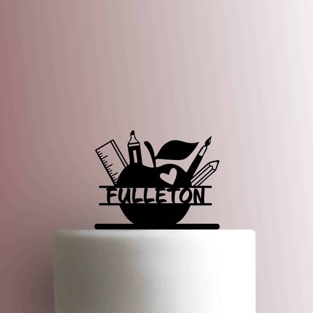 Custom Teacher Apple Supplies Name 225-B958 Cake Topper