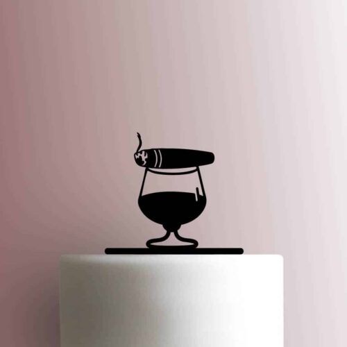 Whiskey Glass with Cigar 225-B946 Cake Topper