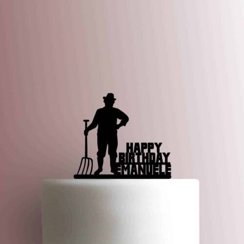 Custom Farmer Happy Birthday Name 225-B888 Cake Topper