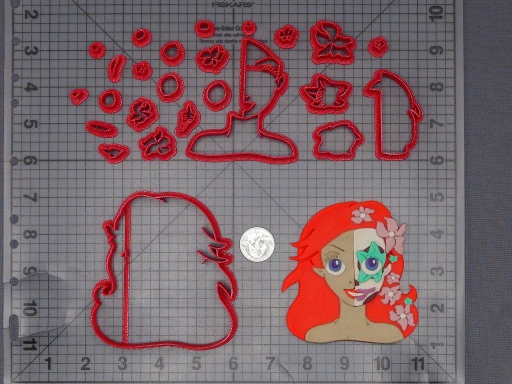 Little Mermaid - Ariel Sugar Skull Head 266-F649 Cookie Cutter Set