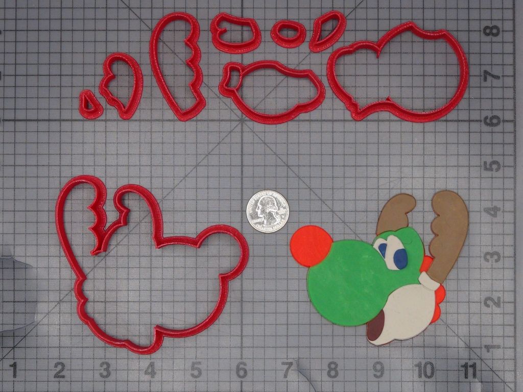 Christmas - Super Mario - Yoshi Reindeer Head 266-L056 Cookie Cutter Set