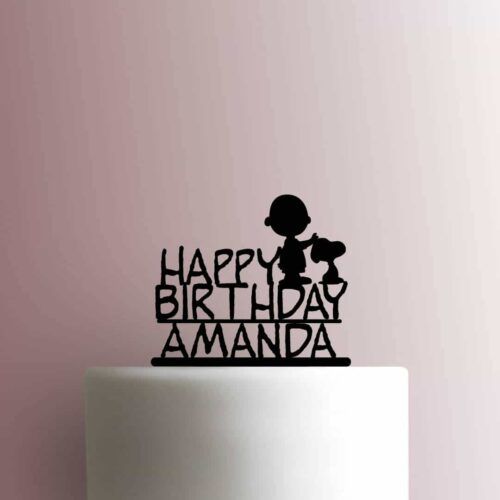 Custom Peanuts - Charlie Brown and Snoopy Name 225-C066 Cake Topper