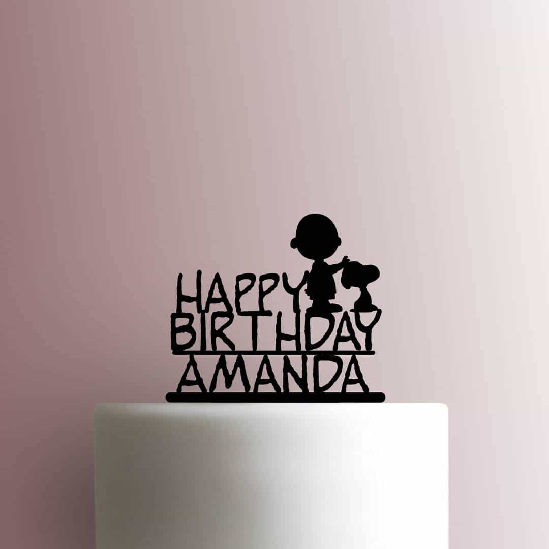 Custom Peanuts - Charlie Brown and Snoopy Name 225-C066 Cake Topper