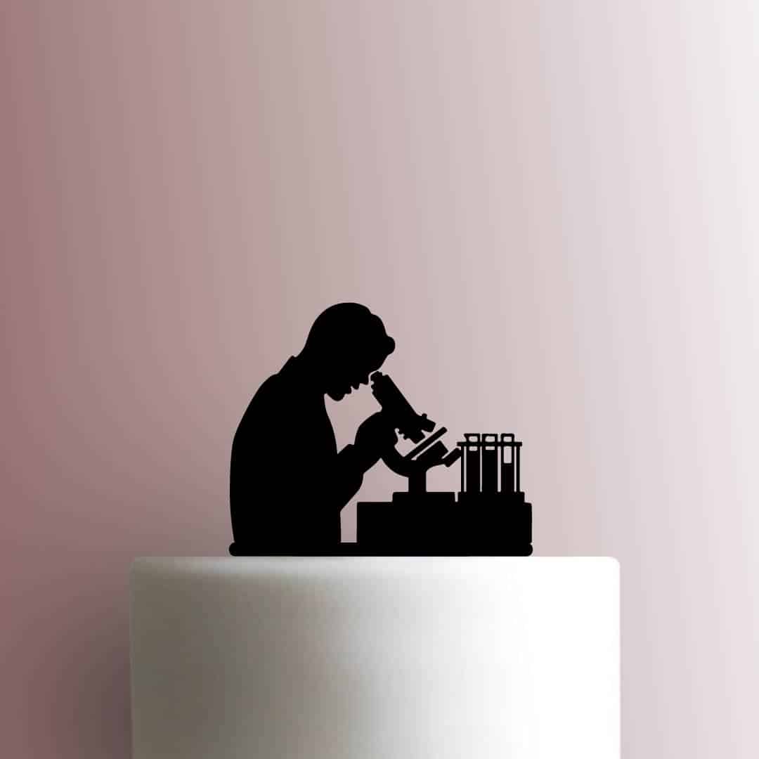 Scientist Looking in Microscope 225-C033 Cake Topper
