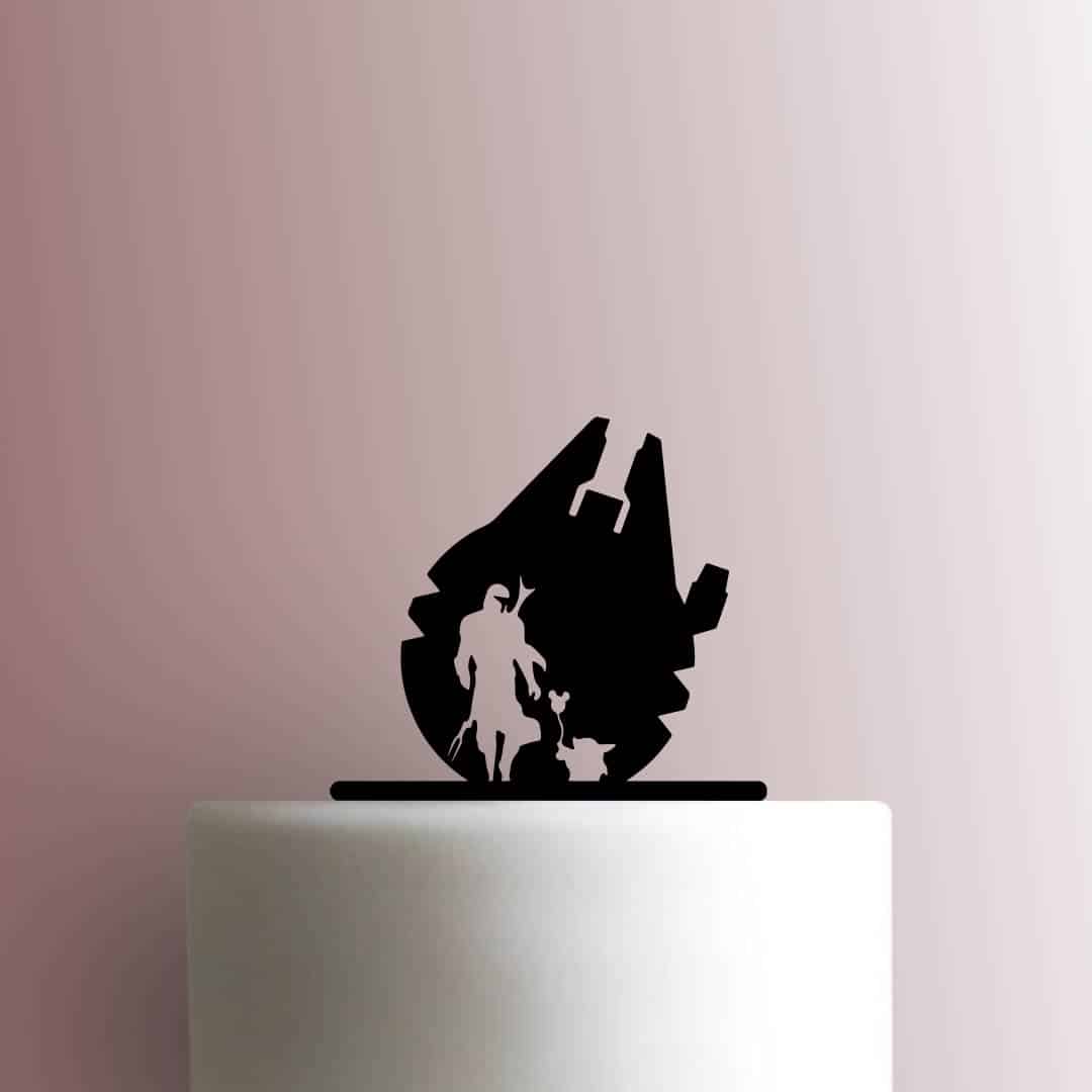 Star Wars - The Mandalorian - Death Star Yoda and Boba Fett 225-B903 Cake Topper