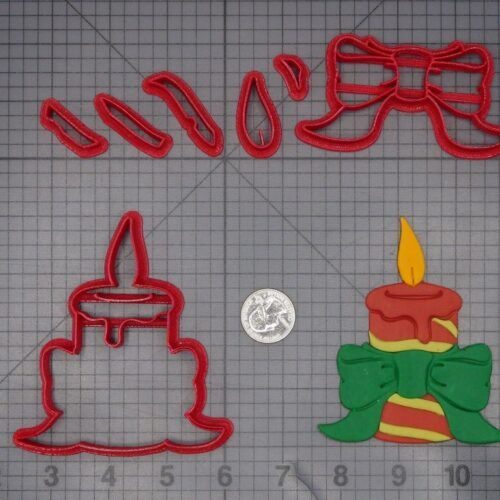 Christmas - Candle with Bow 266-L132 Cookie Cutter Set