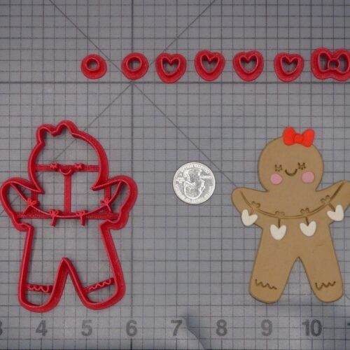 Christmas - Gingerbread Girl with Hearts 266-L225 Cookie Cutter Set