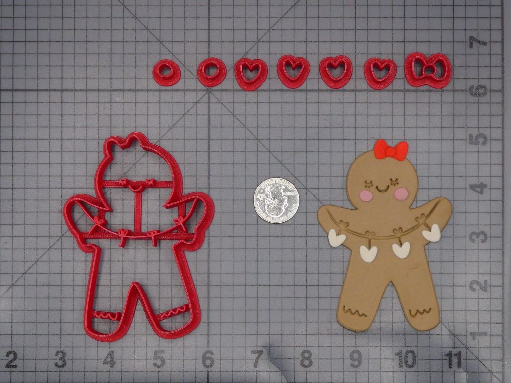 Christmas - Gingerbread Girl with Hearts 266-L225 Cookie Cutter Set