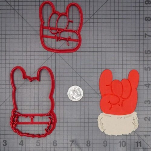 Christmas - Santa Claus Rock and Roll Hand 266-L102 Cookie Cutter Set