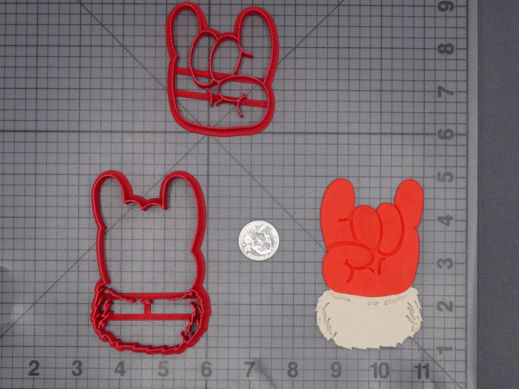 Christmas - Santa Claus Rock and Roll Hand 266-L102 Cookie Cutter Set