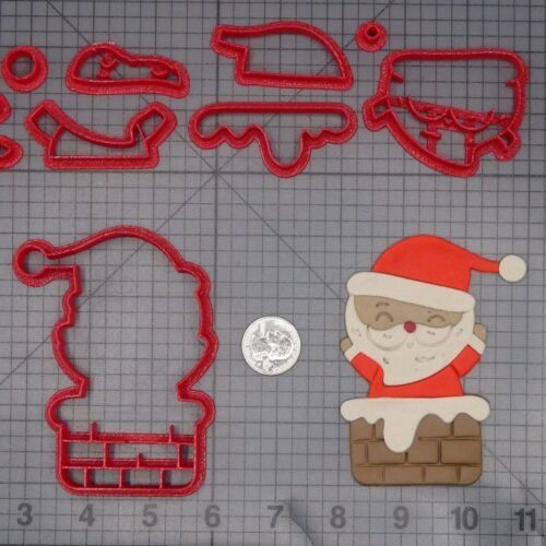 Christmas - Santa Claus in Chimney 266-L099 Cookie Cutter Set