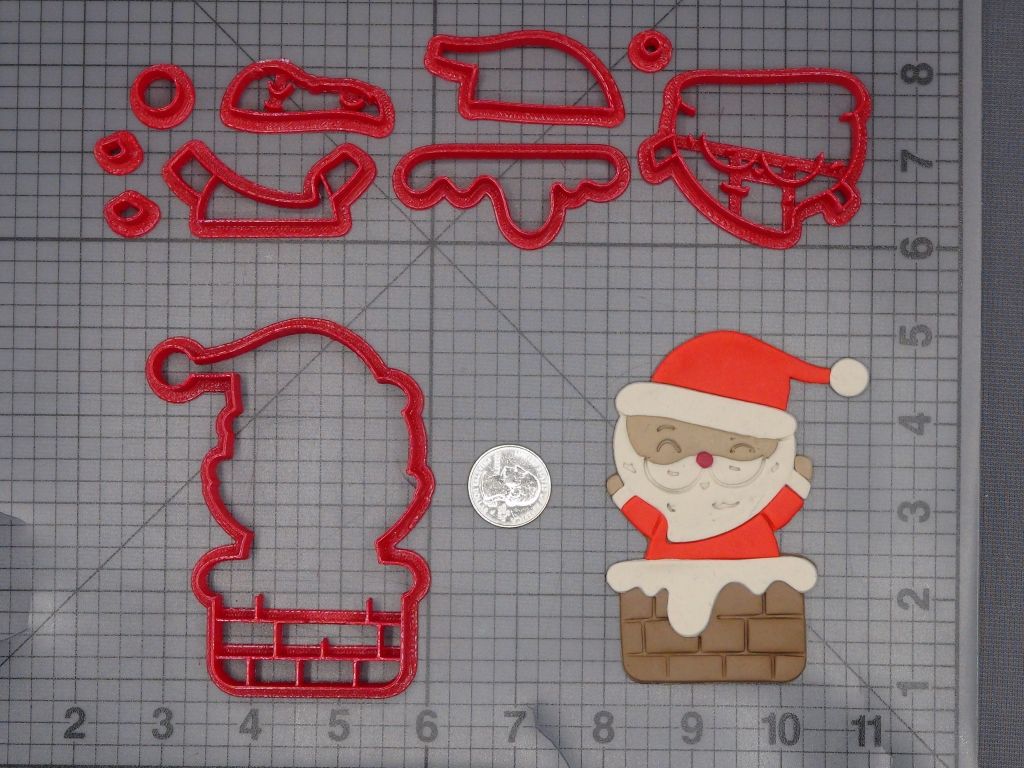 Christmas - Santa Claus in Chimney 266-L099 Cookie Cutter Set