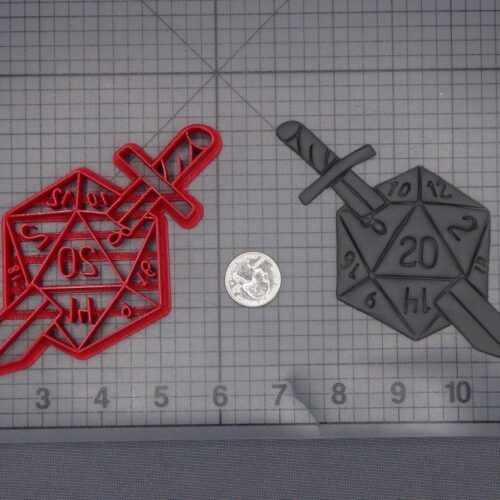 D20 Dice with Sword 266-L290 Cookie Cutter