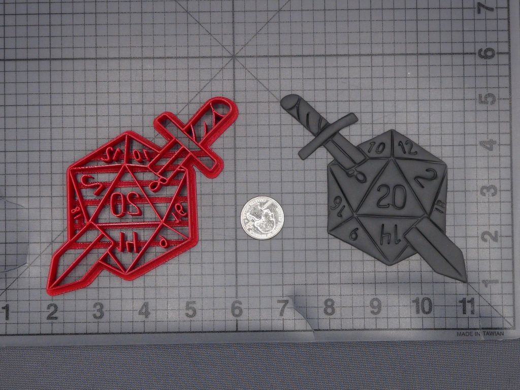 D20 Dice with Sword 266-L290 Cookie Cutter