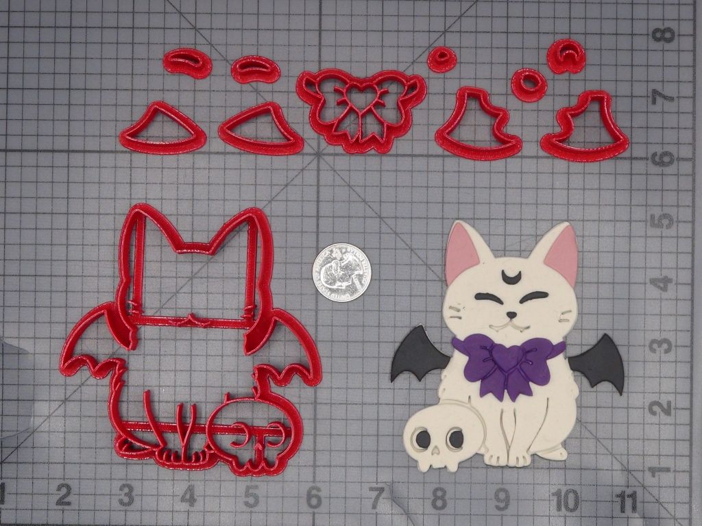 Halloween - Cat Bat with Skull 266-L096 Cookie Cutter Set