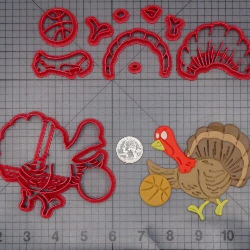 Thanksgiving - Turkey Playing Basketball 266-L094 Cookie Cutter Set