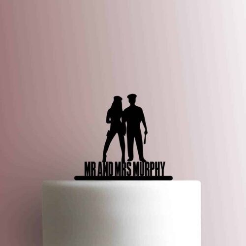 Custom Mr and Mrs Police Couple Name 225-C047 Cake Topper