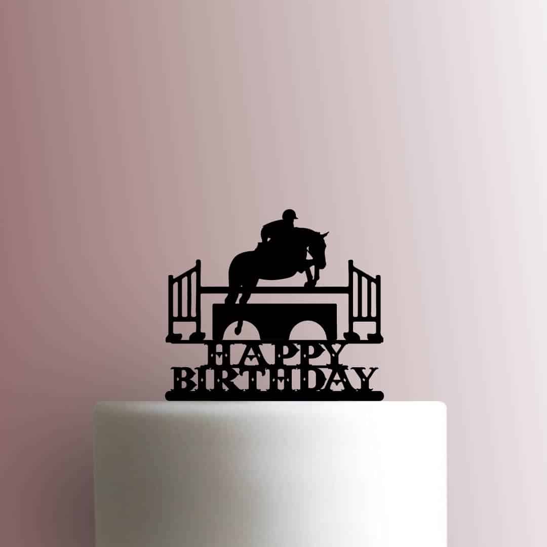 Equestrian Jumping Happy Birthday 225-C097 Cake Topper