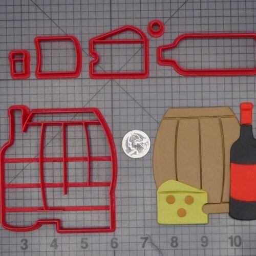 Wine Bottle Cheese and Barrel 266-L515 Cookie Cutter Set