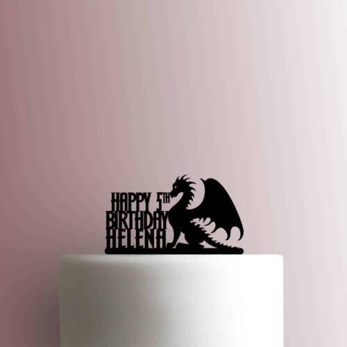 Custom Happy Birthday Name Age Dragon 225-C134 Cake Topper