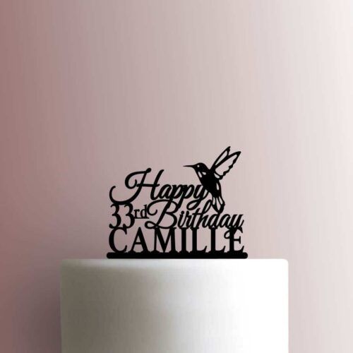 Custom Hummingbird Happy Birthday Name and Age 225-C116 Cake Topper