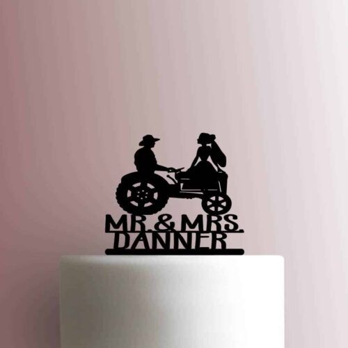 Custom Tractor Wedding Mr and Mrs Name 225-C117 Cake Topper