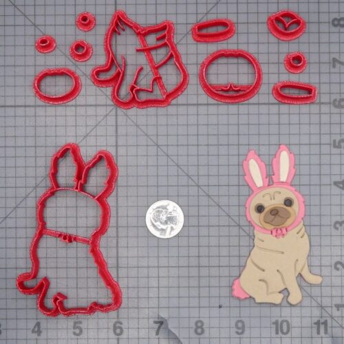 Easter - Pug Dog Bunny Body 266-L869 Cookie Cutter Set