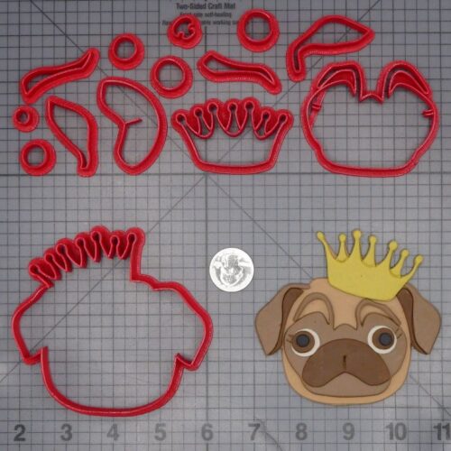 Pug Dog with Crown 266-L840 Cookie Cutter Set