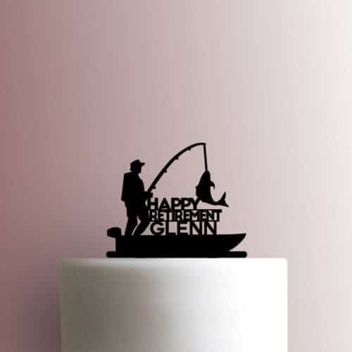 Custom Fisherman Happy Retirement Name 225-C159 Cake Topper